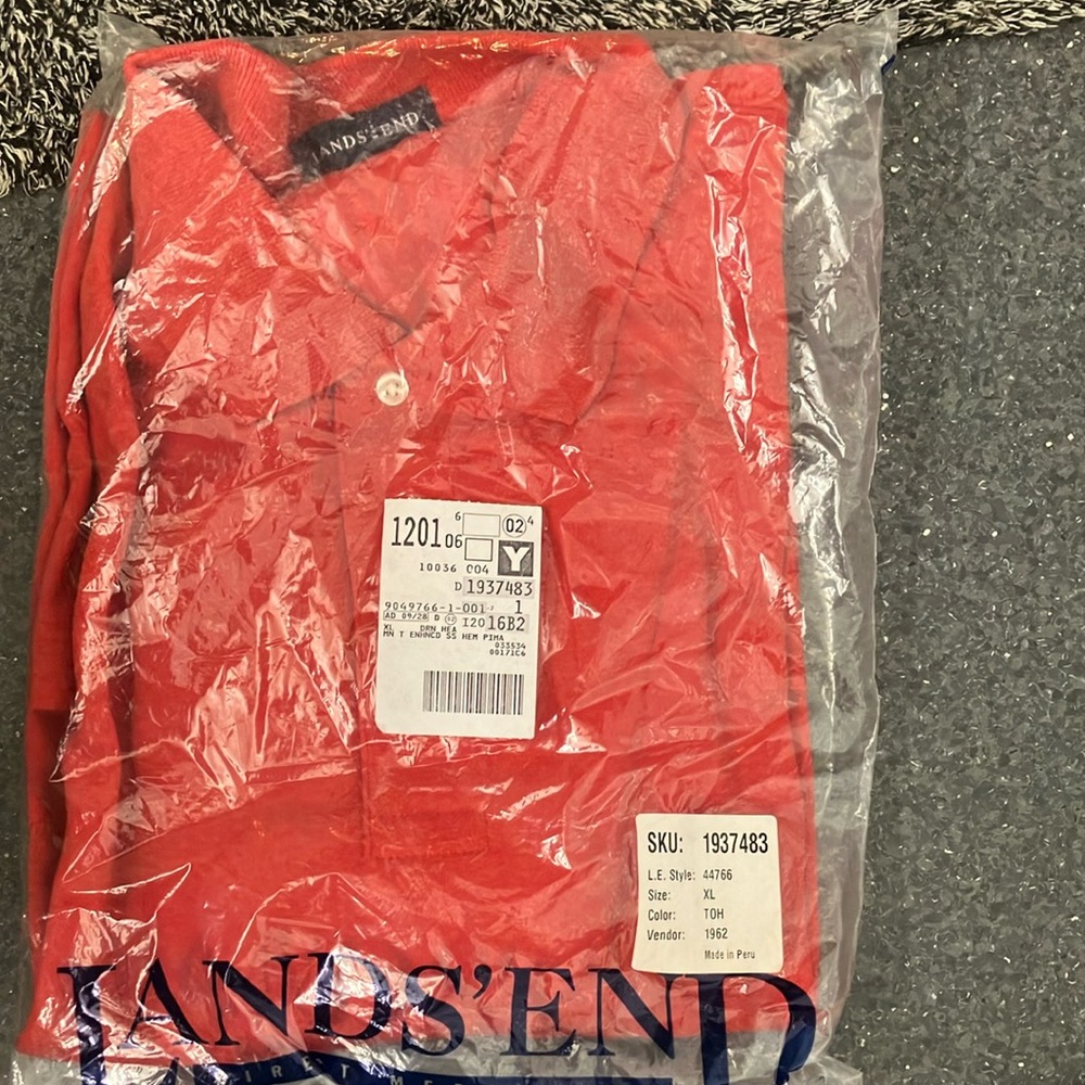 New Lands' End Vibrant Polo men’s Size XL/T 46-48 100% cotton